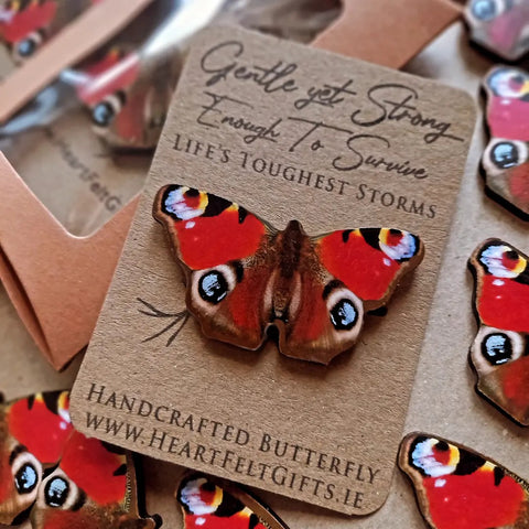 wooden Butterfly Brooch