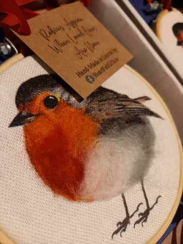 "Robins appear when loved ones are near". Robin wall art gift from Heart Felt Gifts, Kiltyclougher, County Leitrim, Ireland